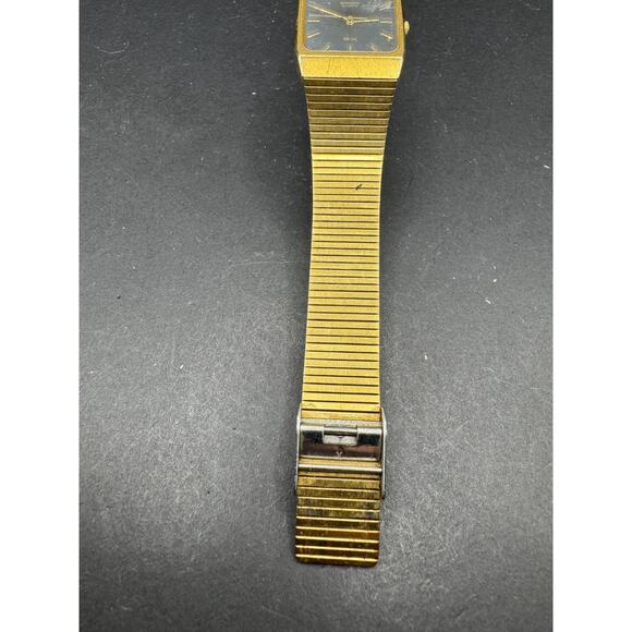 Vintage Seiko SX 5Y95-5000 Gold Tone Tank Black Dial Diamond Accent Men\'s Watch main image 12